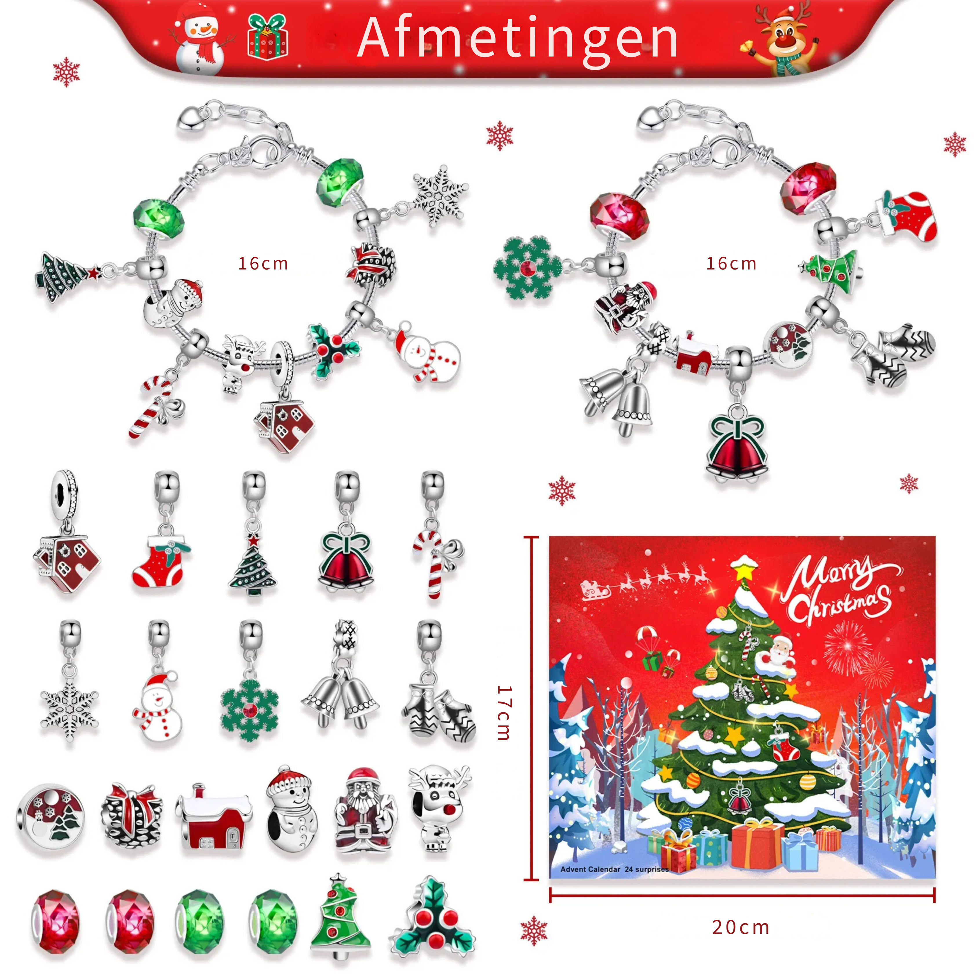 Adventskalender, Armbandjes met Bedels