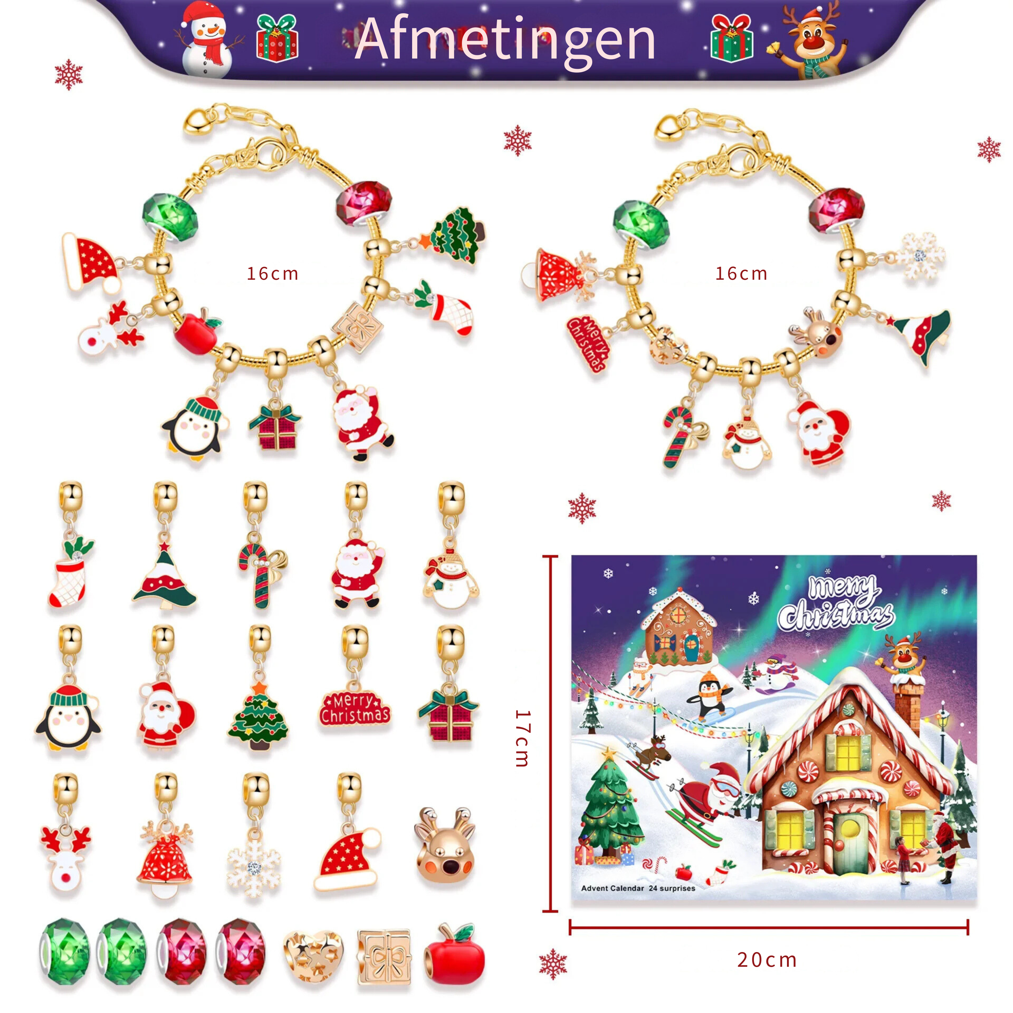 Adventskalender, Armbandjes met Bedels