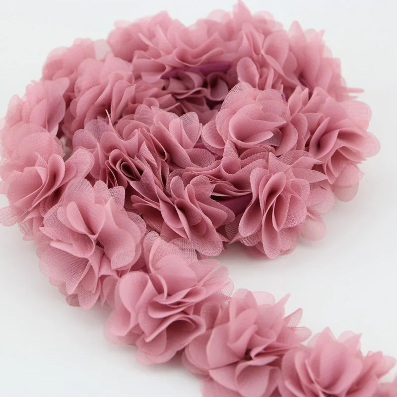 Chiffon Bloemen Kantstof Lint - 10 Meter