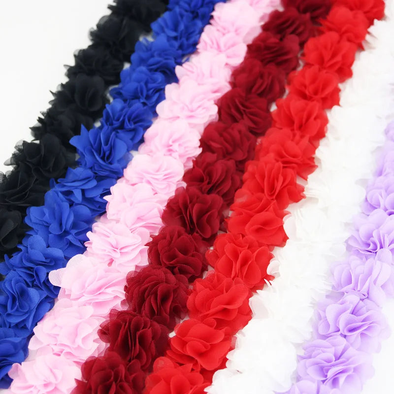 Chiffon Bloemen Kantstof Lint - 10 Meter