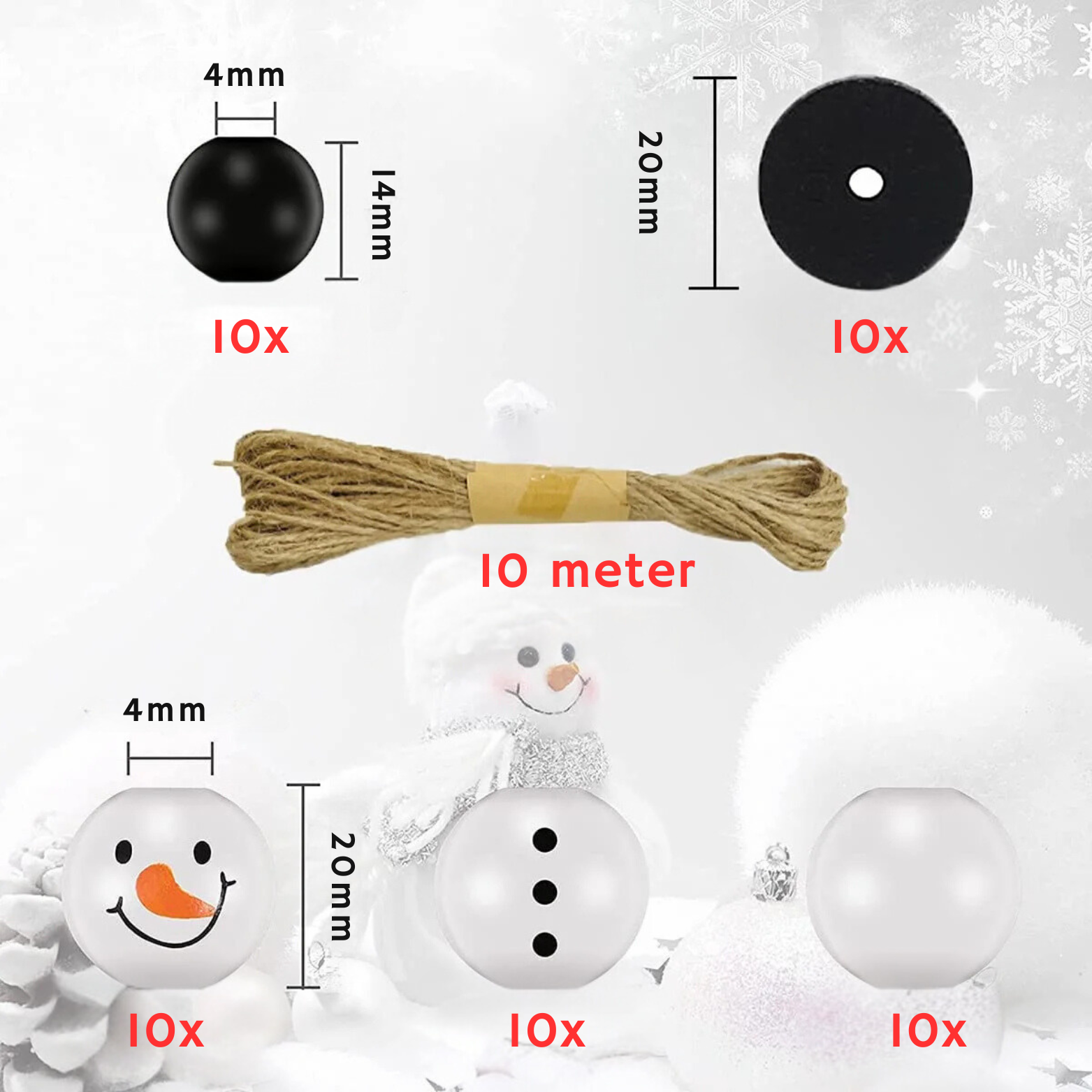 Sneeuwpoppen - DIY Houten Kralen Set