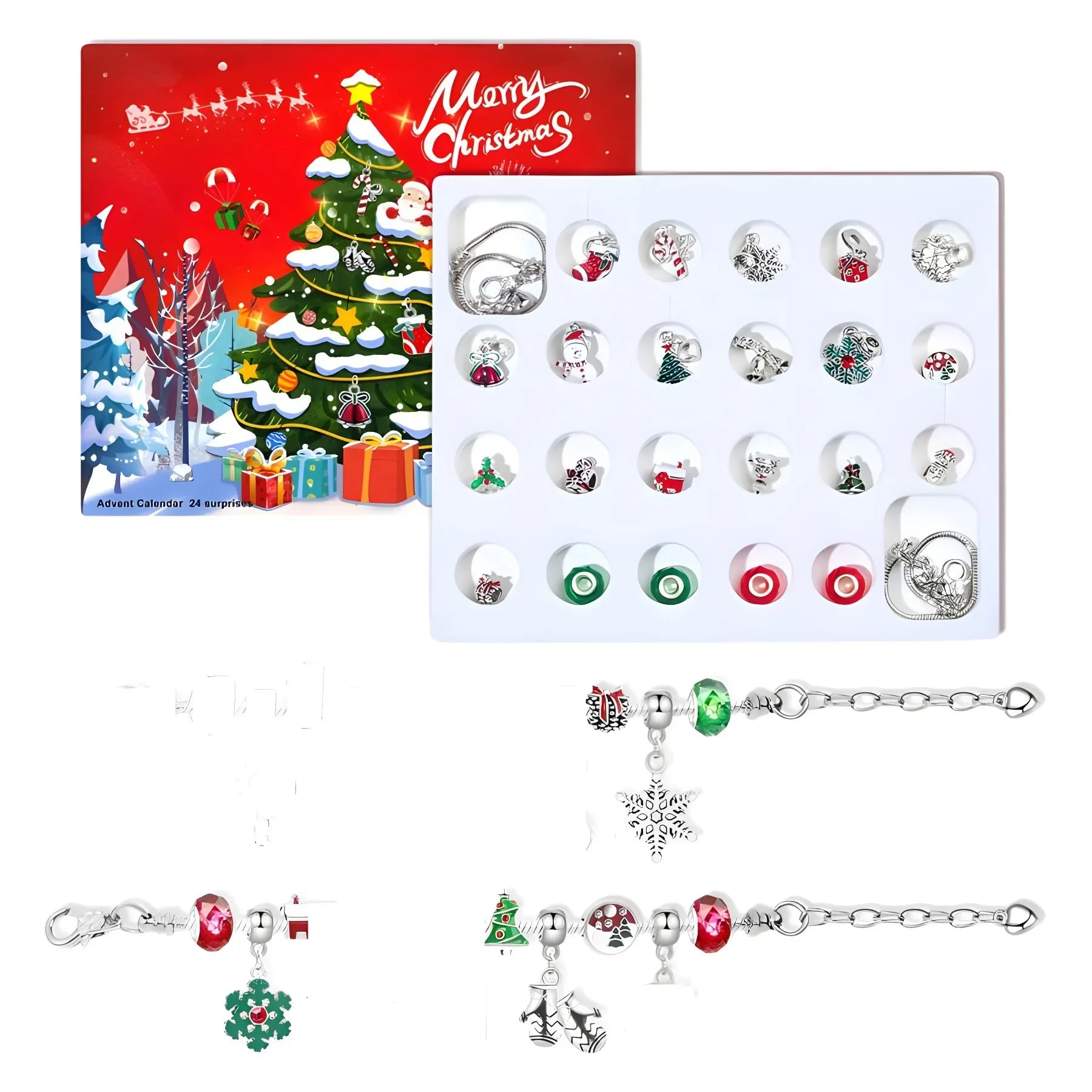 Adventskalender, Armbandjes met Bedels