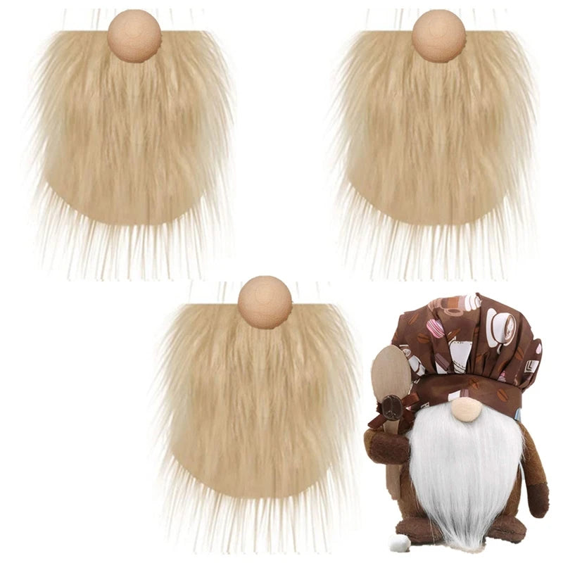 Gnome baarden met houten kraal - set van 3 st.